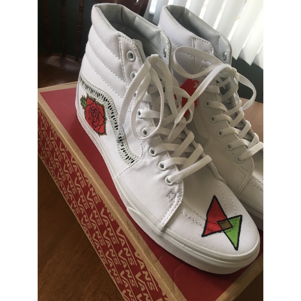 🥀 Custom Rose Sk8 Hi Vans 🥀